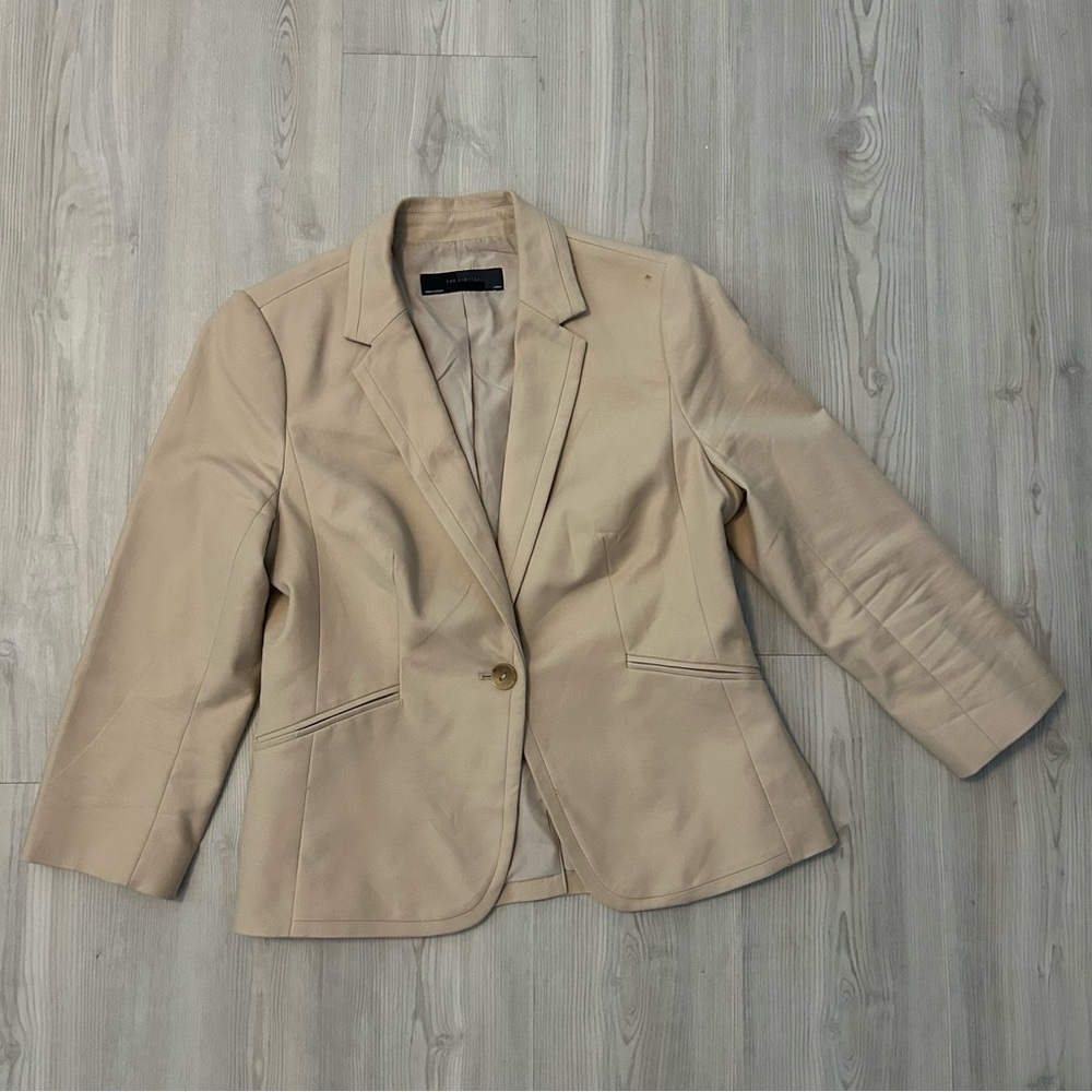 The Limited khaki blazer with tortoise buttons